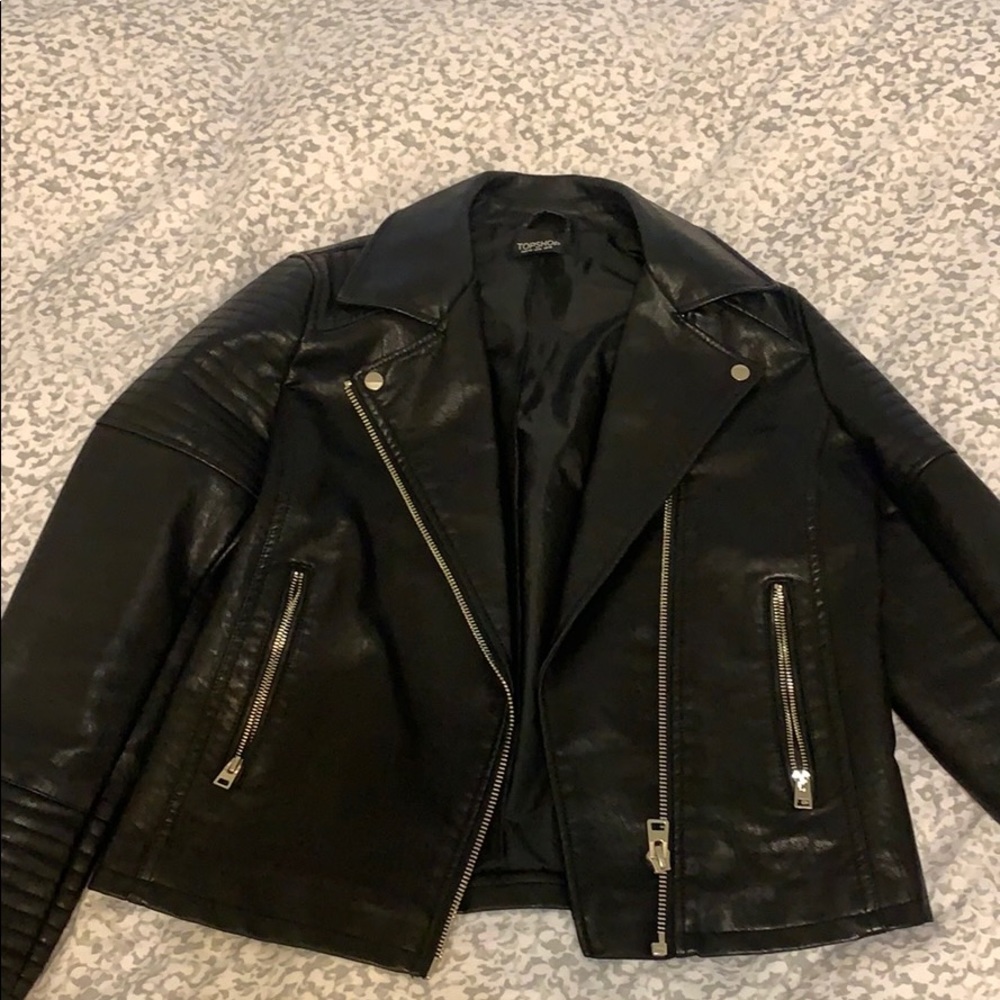 Topshop Faux Leather Biker Jacket